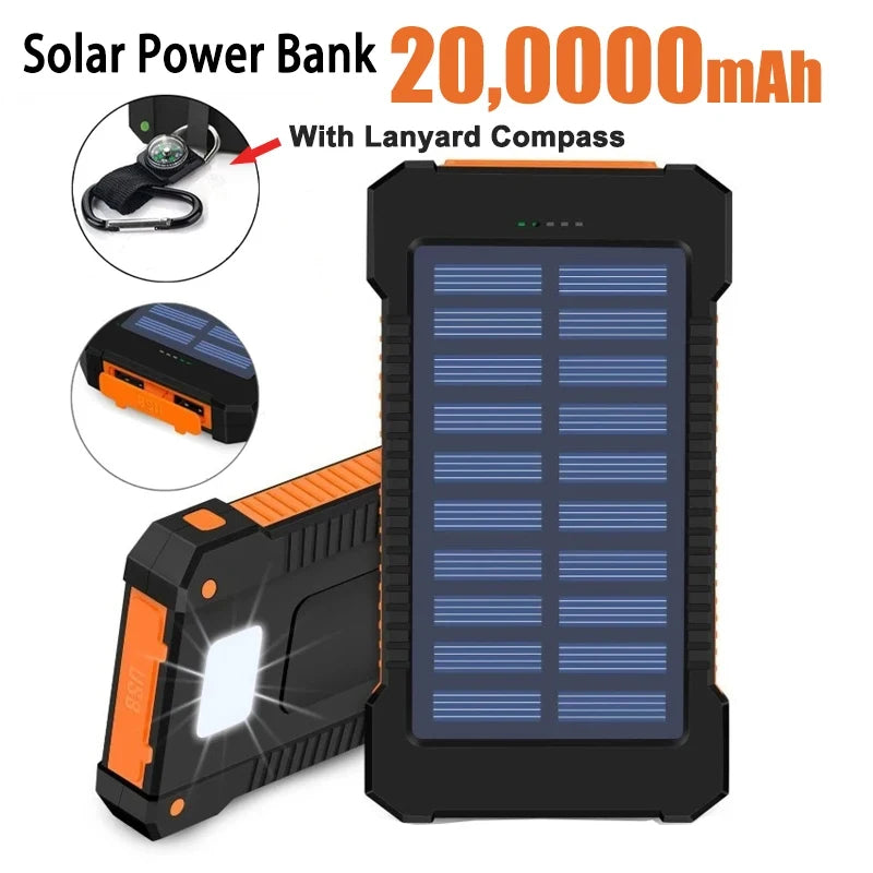 🔋 2024 Large Capacity Solar Power Bank - 200000mAh for IOS & Android | Fast & Portable